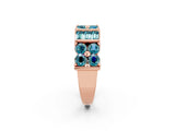 Rose gold Channel Set Round and Baguette Blue Topaz Anniversary Band with Prong Setting_20