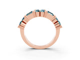 Rose gold Channel Set Round and Baguette Blue Topaz Anniversary Band with Prong Setting_21