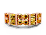 Rose gold Channel Set Round and Baguette Citrine Anniversary Band with Prong Setting_18