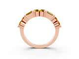 Rose gold Channel Set Round and Baguette Citrine Anniversary Band with Prong Setting_21
