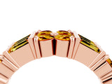 Rose gold Channel Set Round and Baguette Citrine Anniversary Band with Prong Setting_22