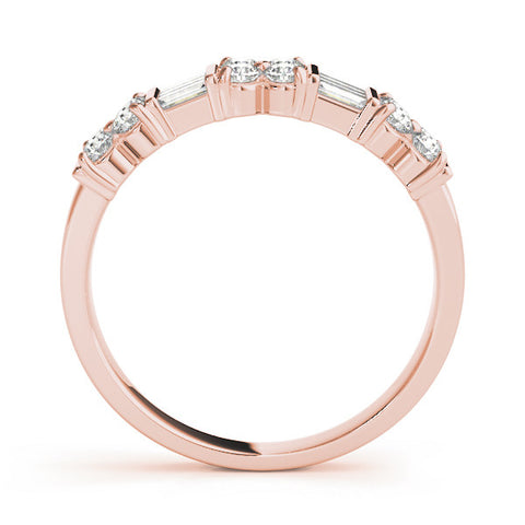 Rose gold Channel Set Round and Baguette Diamond Anniversary Band with Prong Setting 1