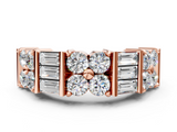 Rose gold Channel Set Round and Baguette Diamond Anniversary Band with Prong Setting_197