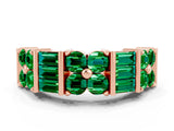 Rose gold Channel Set Round and Baguette Emerald Anniversary Band with Prong Setting_18