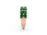 Rose gold Channel Set Round and Baguette Emerald Anniversary Band with Prong Setting_20