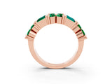 Rose gold Channel Set Round and Baguette Emerald Anniversary Band with Prong Setting_21