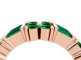 Rose gold Channel Set Round and Baguette Emerald Anniversary Band with Prong Setting_22