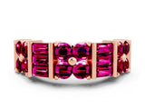 Rose gold Channel Set Round and Baguette Garnet Anniversary Band with Prong Setting_18