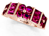 Rose gold Channel Set Round and Baguette Garnet Anniversary Band with Prong Setting_19