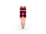 Rose gold Channel Set Round and Baguette Garnet Anniversary Band with Prong Setting_20