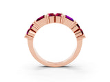 Rose gold Channel Set Round and Baguette Garnet Anniversary Band with Prong Setting_21