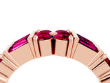 Rose gold Channel Set Round and Baguette Garnet Anniversary Band with Prong Setting_22