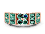 Rose gold Channel Set Round and Baguette Green Sapphire Anniversary Band with Prong Setting_18