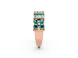 Rose gold Channel Set Round and Baguette Green Sapphire Anniversary Band with Prong Setting_20