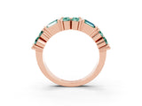 Rose gold Channel Set Round and Baguette Green Sapphire Anniversary Band with Prong Setting_21
