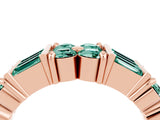 Rose gold Channel Set Round and Baguette Green Sapphire Anniversary Band with Prong Setting_22