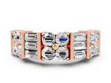Rose gold Channel Set Round and Baguette Moissanite Anniversary Band with Prong Setting_18