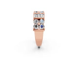 Rose gold Channel Set Round and Baguette Moissanite Anniversary Band with Prong Setting_20