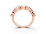 Rose gold Channel Set Round and Baguette Moissanite Anniversary Band with Prong Setting_21