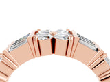 Rose gold Channel Set Round and Baguette Moissanite Anniversary Band with Prong Setting_22