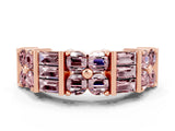 Rose gold Channel Set Round and Baguette Morganite Anniversary Band with Prong Setting_18