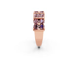 Rose gold Channel Set Round and Baguette Morganite Anniversary Band with Prong Setting_20