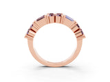 Rose gold Channel Set Round and Baguette Morganite Anniversary Band with Prong Setting_21
