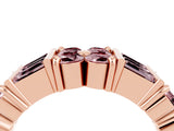 Rose gold Channel Set Round and Baguette Morganite Anniversary Band with Prong Setting_22