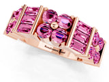 Rose gold Channel Set Round and Baguette Pink Sapphire Anniversary Band with Prong Setting_31