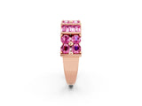 Rose gold Channel Set Round and Baguette Pink Sapphire Anniversary Band with Prong Setting_32