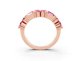 Rose gold Channel Set Round and Baguette Pink Sapphire Anniversary Band with Prong Setting_33