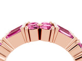 Rose gold Channel Set Round and Baguette Pink Sapphire Anniversary Band with Prong Setting_34