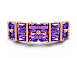 Rose gold Channel Set Round and Baguette Tanzanite Anniversary Band with Prong Setting_18