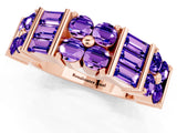 Rose gold Channel Set Round and Baguette Tanzanite Anniversary Band with Prong Setting_19