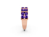 Rose gold Channel Set Round and Baguette Tanzanite Anniversary Band with Prong Setting_20