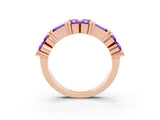 Rose gold Channel Set Round and Baguette Tanzanite Anniversary Band with Prong Setting_21