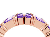 Rose gold Channel Set Round and Baguette Tanzanite Anniversary Band with Prong Setting_22