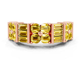 Rose gold Channel Set Round and Baguette Yellow Sapphire Anniversary Band with Prong Setting_30