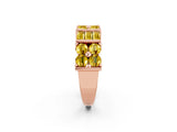 Rose gold Channel Set Round and Baguette Yellow Sapphire Anniversary Band with Prong Setting_32