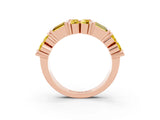 Rose gold Channel Set Round and Baguette Yellow Sapphire Anniversary Band with Prong Setting_33