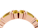 Rose gold Channel Set Round and Baguette Yellow Sapphire Anniversary Band with Prong Setting_34