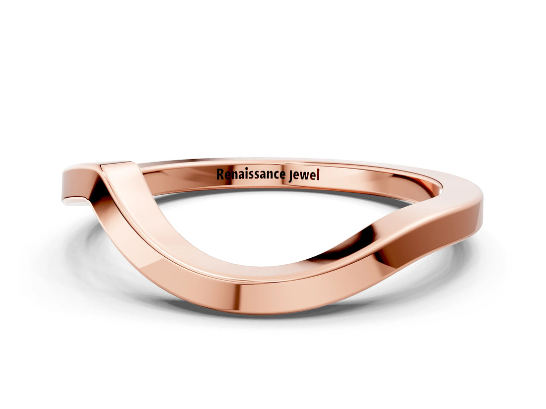 Rose gold Chevron Curved Solitaire Band_38