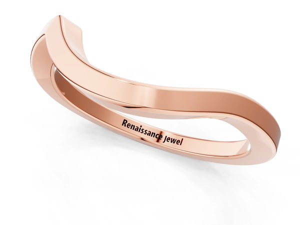 Rose gold Chevron Curved Solitaire Band
