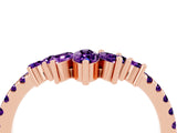 Rose gold Chevron Marquise and Round Amethyst Open Band with Prong Setting_10
