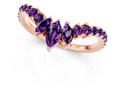 Rose gold Chevron Marquise and Round Amethyst Open Band with Prong Setting_7
