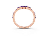 Rose gold Chevron Marquise and Round Amethyst Open Band with Prong Setting_9