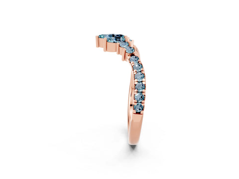 Rose gold Chevron Marquise and Round Aquamarine Open Band with Prong Setting_8