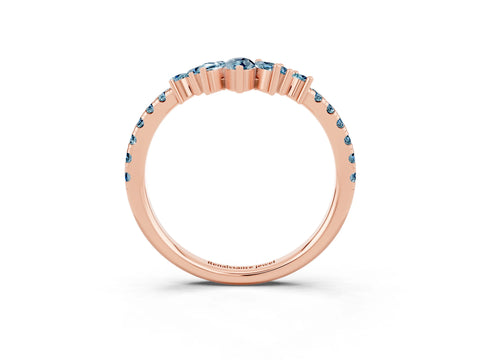 Rose gold Chevron Marquise and Round Aquamarine Open Band with Prong Setting_9