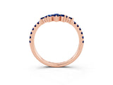 Rose gold Chevron Marquise and Round Blue Sapphire Open Band with Prong Setting_9