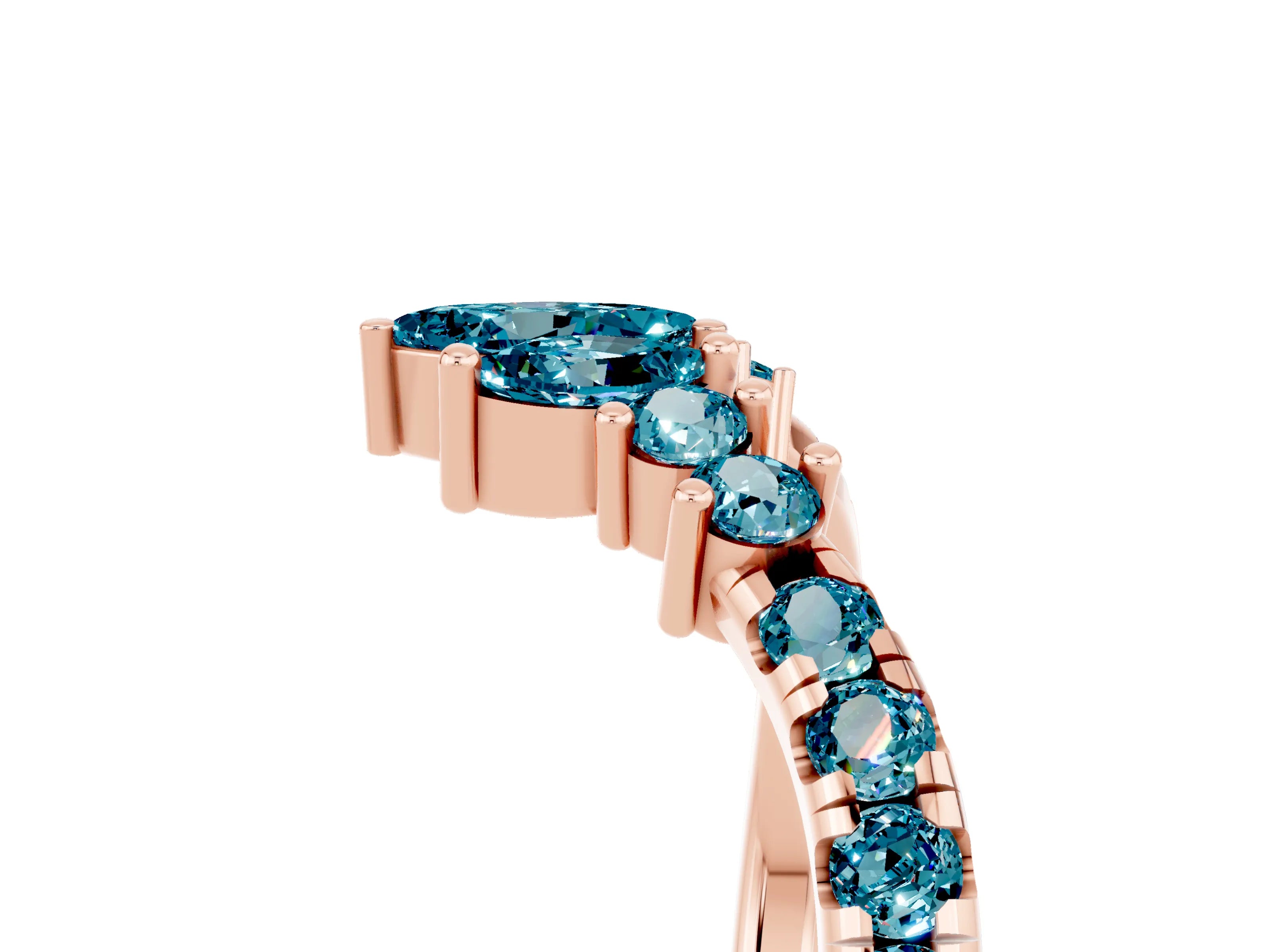 Rose gold Chevron Marquise and Round Blue Topaz Open Band with Prong Setting_11